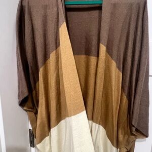 Brown and Tan Colorblock Cardigan Wrap